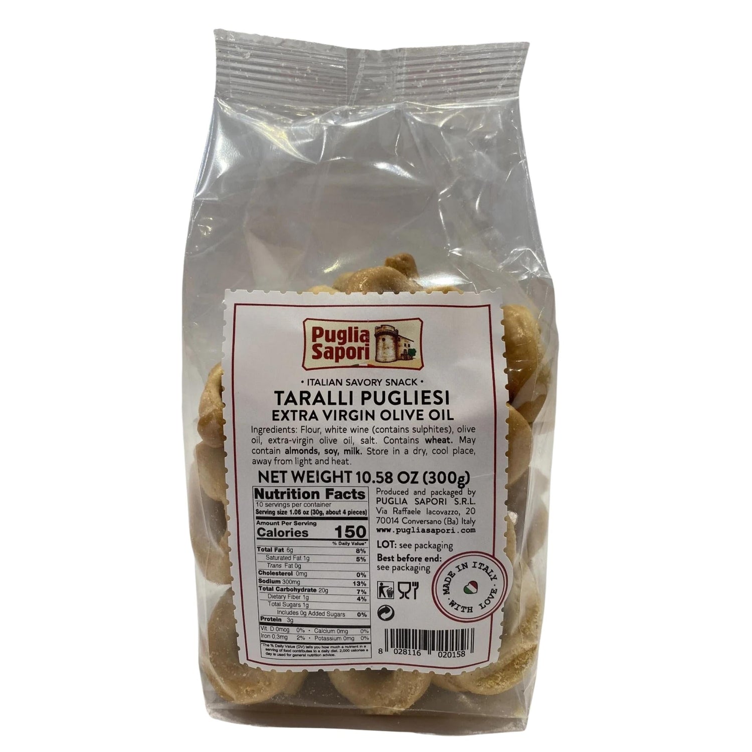 Puglia Sapori -Taralli With Extra Virgin Olive Oil - 300g (10.58oz)